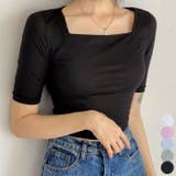 クロップド丈スクエアネック半袖Tシャツ レディース クロップド丈tシャツ | VIVID LADY | 詳細画像1