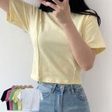 しっかりした素材のピンタック半袖tシャツ レディース クロップド丈 | VIVID LADY | 詳細画像1