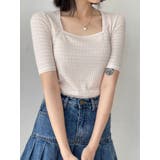 ボーダー柄スクエアネック半袖tシャツ レディース 夏 | VIVID LADY | 詳細画像17 