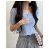 ボーダー柄スクエアネック半袖tシャツ レディース 夏 | VIVID LADY | 詳細画像10 