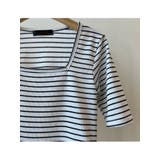 ボーダー柄スクエアネック半袖tシャツ レディース 夏 | VIVID LADY | 詳細画像5 