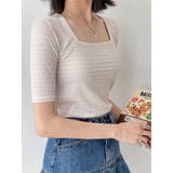 ボーダー柄スクエアネック半袖tシャツ レディース 夏 | VIVID LADY | 詳細画像3 