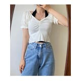 女性らしいシャーリングパフ半袖tシャツ レディース 夏 | VIVID LADY | 詳細画像7