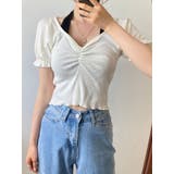 女性らしいシャーリングパフ半袖tシャツ レディース 夏 | VIVID LADY | 詳細画像10