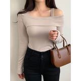 ベージュ | 裏起毛肩出しショート丈長袖トップスレディース Y2K 春秋冬 | VIVID LADY