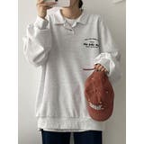 春オーバーフィット襟付きロゴ入りトレーナー 長袖トップス レディース | VIVID LADY | 詳細画像2