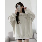 春オーバーフィット襟付きロゴ入りトレーナー 長袖トップス レディース | VIVID LADY | 詳細画像9