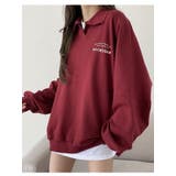 春オーバーフィット襟付きロゴ入りトレーナー 長袖トップス レディース | VIVID LADY | 詳細画像3