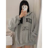 グレー | オーバーフィットアノラックパーカー 長袖 ロゴ入り | VIVID LADY