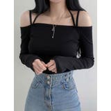 ブラック | オフショルダーホルターネックスリムtシャツ 長袖 春トップス | VIVID LADY