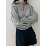 襟付きVネッククロップトレーナー長袖 tシャツ ショート丈 | VIVID LADY | 詳細画像7