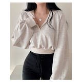 襟付きVネッククロップトレーナー長袖 tシャツ ショート丈 | VIVID LADY | 詳細画像16
