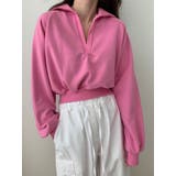 襟付きVネッククロップトレーナー長袖 tシャツ ショート丈 | VIVID LADY | 詳細画像11