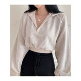襟付きVネッククロップトレーナー長袖 tシャツ ショート丈 | VIVID LADY | 詳細画像13