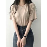 ベージュ | すっきりとしたクルーネックtシャツ レディース 半袖 | VIVID LADY