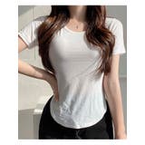 アイボリー | Uネックショート丈tシャツ レディース サイドスリット | VIVID LADY