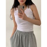 アイボリー | ２ラインスリムノースリーブtシャツ クロップド丈 レディース | VIVID LADY