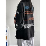 ブラック | オーバーフィットロゴtシャツ半袖 トップス レディース | VIVID LADY