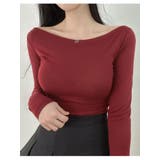 ボートネック長袖tシャツ スリム トップス | VIVID LADY | 詳細画像9