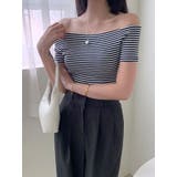 ブラック | オフショルダー半袖tシャツ Y2K 全2色 | VIVID LADY