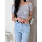 グレー | オフショルダー半袖tシャツ Y2K 全2色 | VIVID LADY