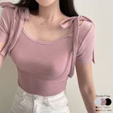 肩リボン半袖tシャツ クロップド丈 Y2K | VIVID LADY | 詳細画像1