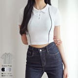 スリムフィットリブ半袖tシャツ クロップド丈 レディース | VIVID LADY | 詳細画像1