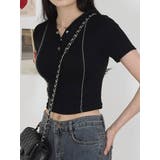 スリムフィットリブフード付きtシャツ 半袖 Y2K | VIVID LADY | 詳細画像15
