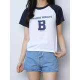 ネイビー | ロゴ入れtシャツ半袖 トップス夏 ロゴt | VIVID LADY