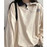 クリーム | バイカラー オーバーサイズ Tシャツ 2way 長袖 | VIVID LADY