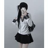 レース編みチェック配色シャツカットソー | VIVID LADY | 詳細画像2