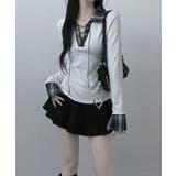 レース編みチェック配色シャツカットソー | VIVID LADY | 詳細画像4