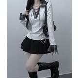 レース編みチェック配色シャツカットソー | VIVID LADY | 詳細画像6