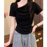 ブラック | ドレープ 半袖 Tシャツ | VIVID LADY