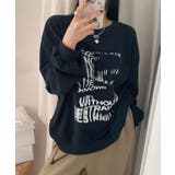 ネイビー | 厚み感が薄く半袖とレイヤードして楽しんでもいいクルーネックトレーナー トップス | VIVID LADY