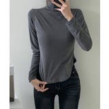 チャコール | 裏起毛 暖かい タートルネックtシャツ | VIVID LADY