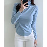 スカイブルー | 裏起毛 暖かい タートルネックtシャツ | VIVID LADY