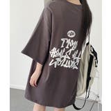 チャコール | 前後ロゴ入り半袖Tシャツ レディース 夏 | VIVID LADY