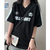 ブラック | ロゴ入りⅤネックtシャツ レディース ブロークコア | VIVID LADY