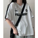 ホワイトメランジ | ロゴ入りⅤネックtシャツ レディース ブロークコア | VIVID LADY