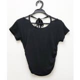 ブラック | リボン付ネック半袖tシャツ レディース 半袖 | VIVID LADY