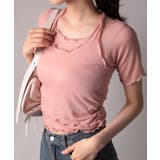 ピンク | メロウホルターネックレイヤード風リブTシャツ | VIVID LADY