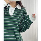 配色襟 ラガーシャツ風 ボーダートップス | VIVID LADY | 詳細画像3 