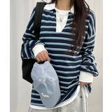 配色襟 ラガーシャツ風 ボーダートップス | VIVID LADY | 詳細画像11 