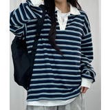 配色襟 ラガーシャツ風 ボーダートップス | VIVID LADY | 詳細画像12 