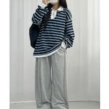 配色襟 ラガーシャツ風 ボーダートップス | VIVID LADY | 詳細画像15 