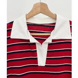 配色襟 ラガーシャツ風 ボーダートップス | VIVID LADY | 詳細画像18 