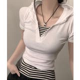 ホワイト | キャミソールレイヤード風 スリムTシャツ フード付き | VIVID LADY
