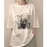 アイボリー | ハート文字プリント ボクシー 半袖Tシャツ | VIVID LADY