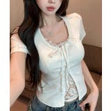 レースキャミソール レイヤード風 半袖Tシャツ | VIVID LADY | 詳細画像16